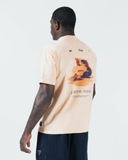 Kingz Jiu Jitsu Motion Tee - Back View - Grappling Artwork Motion Graphic - Peach BJJ Pigment Dye T-Shirt