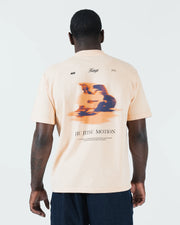 Kingz Jiu Jitsu Motion Tee - Full Body Back View - Jiu Jitsu Motion Grappling Graphic - Peach BJJ Tee