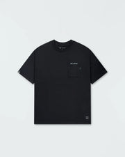 Kingz Jiu Jitsu Squad V2 Tee - Flat Lay Front View - JIU JITSU Pocket Detail - Black BJJ Pigment Dye Tee