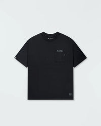 Kingz Jiu Jitsu Squad V2 Tee - Flat Lay Front View - JIU JITSU Pocket Detail - Black BJJ Pigment Dye Tee