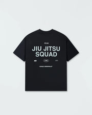 Kingz Jiu Jitsu Squad V2 Tee - Flat Lay Back View - JIU JITSU SQUAD Back Print - Black BJJ Pigment Dye Tee