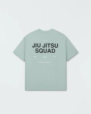 Kingz Jiu Jitsu Squad V2 Tee - Flat Lay Back View - JIU JITSU SQUAD Back Print - Sea Foam BJJ Premium Tee