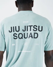Kingz Jiu Jitsu Squad V2 Tee - Back Graphic Close-Up - JIU JITSU SQUAD Large Print Detail - Sea Foam BJJ