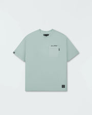Kingz Jiu Jitsu Squad V2 Tee - Flat Lay Front View - JIU JITSU Chest Pocket - Sea Foam Pigment Dye BJJ Tee