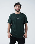 Kingz Solo Tee - Front View - Kingz Kimonos Est 2011 Minimal Chest Text - Dark Forest Green BJJ Tee