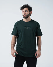 Kingz Solo Tee - Front View Forward Facing - Combed Cotton Premium Tee Kingz Kimonos Text - Dark Green BJJ