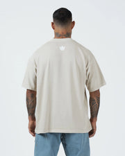 Kingz Box Tee - Back View - Crown Chevron Logo Clean Back Minimal Design Boxy Fit - Natural Tan BJJ Tee