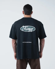 Kingz JJ Dept Tee - Back View - Large Kingz Oval Badge Jiu Jitsu Department Back Graphic - Black BJJ Tee