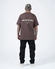 Kingz No Days Off Tee - Full Body Back View - No Days Off Statement Print Mocha Brown Lifestyle BJJ Tee