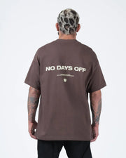 Kingz No Days Off Tee - Back Cropped View - No Days Off Slogan Crown Logo Mocha Brown BJJ Cotton Tee
