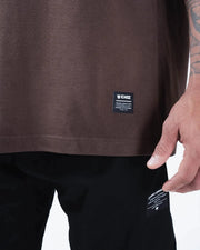 Kingz No Days Off Tee - Hem Label Detail Shot - Kingz Premium Crafted Gear Woven Tag - Mocha Brown BJJ