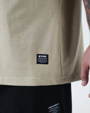 Kingz No Days Off Tee - Label Detail Shot - Kingz Premium Crafted Gear Woven Label - Latte BJJ Tee