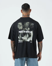 Kingz Gentle Art Tee - Back Print Cropped Detail - Pursue The Gentle Art Rose Graphic - Black BJJ