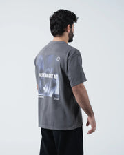 Kingz Gentle Art Tee - Back Three Quarter View - Pursue Gentle Art Back Print - Grey BJJ Tee