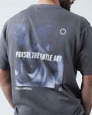 Kingz Gentle Art Tee - Back Print Detail - Pursue The Gentle Art Photo Graphic Kingz Kimonos - Grey BJJ