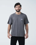 Kingz Gentle Art Tee - Front View - Pursue Gentle Art Rose Chest Graphic - Grey BJJ Tee
