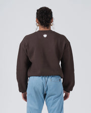 Kingz Script Women's Crewneck - Rear View - Full Back Panel and Neck Crown - Earthy Brown - Women's BJJ Crewneck
