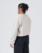 Kingz Script Women's Crewneck - Back Worn View - Pink Crown Upper Back Accent - French Oak - Women's BJJ Crewneck