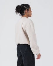 Kingz Script Women's Crewneck - Rear Three Quarter View - Relaxed Shoulder Drape - French Oak - Women's BJJ Crewneck