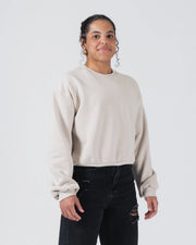 Kingz Script Women's Crewneck - Front Standing View - Relaxed Fleece and Chest Script - French Oak - Women's BJJ Crewneck