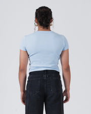 Kingz Kore Women's Baby Tee - Back View - Rear Fit and Silhouette - Baby Blue Women's BJJ Tee [color:Baby Blue]