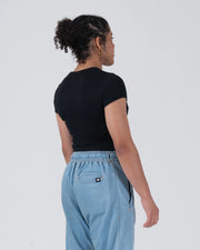 Kingz Kore Women's Baby Tee - Side View - Rear Profile Fitted Look - Black Women's BJJ Tee [color:Black]