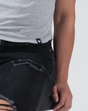 Kingz Gentle Art Club Women's Baby Tee - Detail Shot - Crown Hem Tab Fitted Waist - Grey Women's BJJ Tee