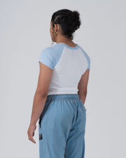 Kingz Gentle Art Club Women's Baby Tee - Back View - Rear Raglan Fitted Drape - White Women's BJJ Tee