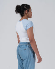 Kingz Gentle Art Club Women's Baby Tee - Side View - Profile Raglan Fitted Look - White Women's BJJ Tee