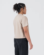 Kingz Women's Heavyweight Tee - Side View - Rear Profile Fit and Drape - French Oak Women's BJJ Tee