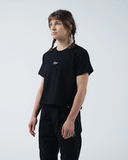 Kingz Women's Heavyweight Tee - Worn View - Three-Quarter Angle Fit - Black Women's BJJ Tee
