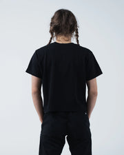 Kingz Women's Heavyweight Tee - Back View - Model Rear Fit and Silhouette - Black Women's BJJ Tee