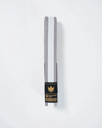 Kingz Gold Label V2 Kids Belt - Grey with White Stripe - Youth BJJ Rank Belt Brazilian Jiu-Jitsu