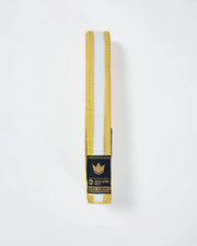 Kingz Gold Label V2 Kids Belt - Yellow with White Stripe - Youth BJJ Rank Belt Brazilian Jiu-Jitsu