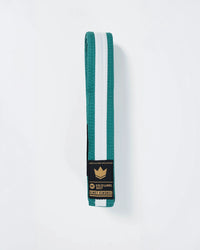 Kingz Gold Label V2 Kids Belt - Green with White Stripe - Youth BJJ Rank Belt Brazilian Jiu-Jitsu