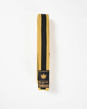 Kingz Gold Label V2 Kids Belt - Yellow with Black Stripe - Youth BJJ Rank Belt Brazilian Jiu-Jitsu