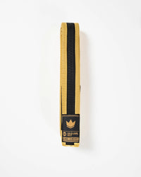 Kingz Gold Label V2 Kids Belt - Yellow with Black Stripe - Youth BJJ Rank Belt Brazilian Jiu-Jitsu
