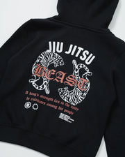 Kingz Beast Youth Hoodie - Back Graphic Detail - Close Up Tiger Artwork Print - Black - Youth BJJ Hoodie [color:Black]