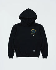Kingz Submission Hunter Youth Hoodie - Flat Lay Front - Lion Chest Graphic and Pocket - Black - Youth BJJ Hoodie [color:Black]