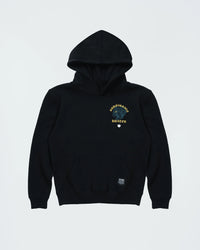 Kingz Submission Hunter Youth Hoodie - Flat Lay Front - Lion Chest Graphic and Pocket - Black - Youth BJJ Hoodie [color:Black]