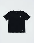 Kingz Jaws Youth Tee - Front View - White Crown Chest Logo - Black Youth BJJ Training Tee [color:Black]