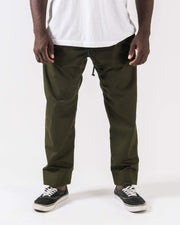 Kingz Casual Rip Stop Gi Pants Military Green - Front View Male Athlete Military Green Drawstring Waist Elastic Cuffs Relaxed Fit Durable Fabric BJJ Gi Training [color:Military Green]